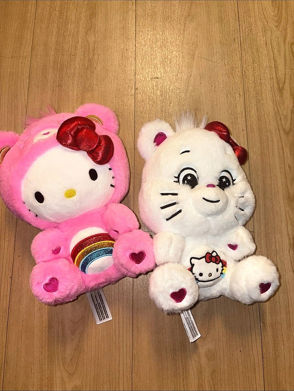 Sanrio Hello Kitty and Friends x Care Bears Plush Set Pink & White